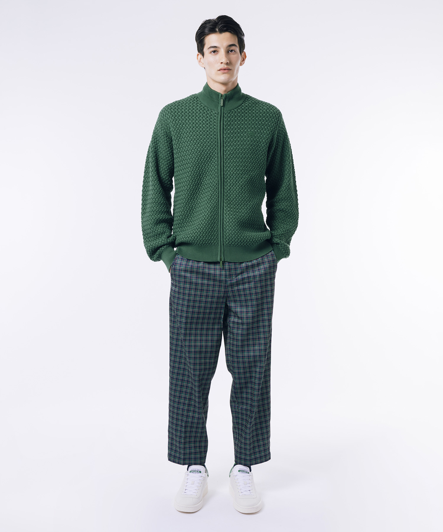 ラコステ LACOSTE ケーブルニットダウンベスト ジップアップ