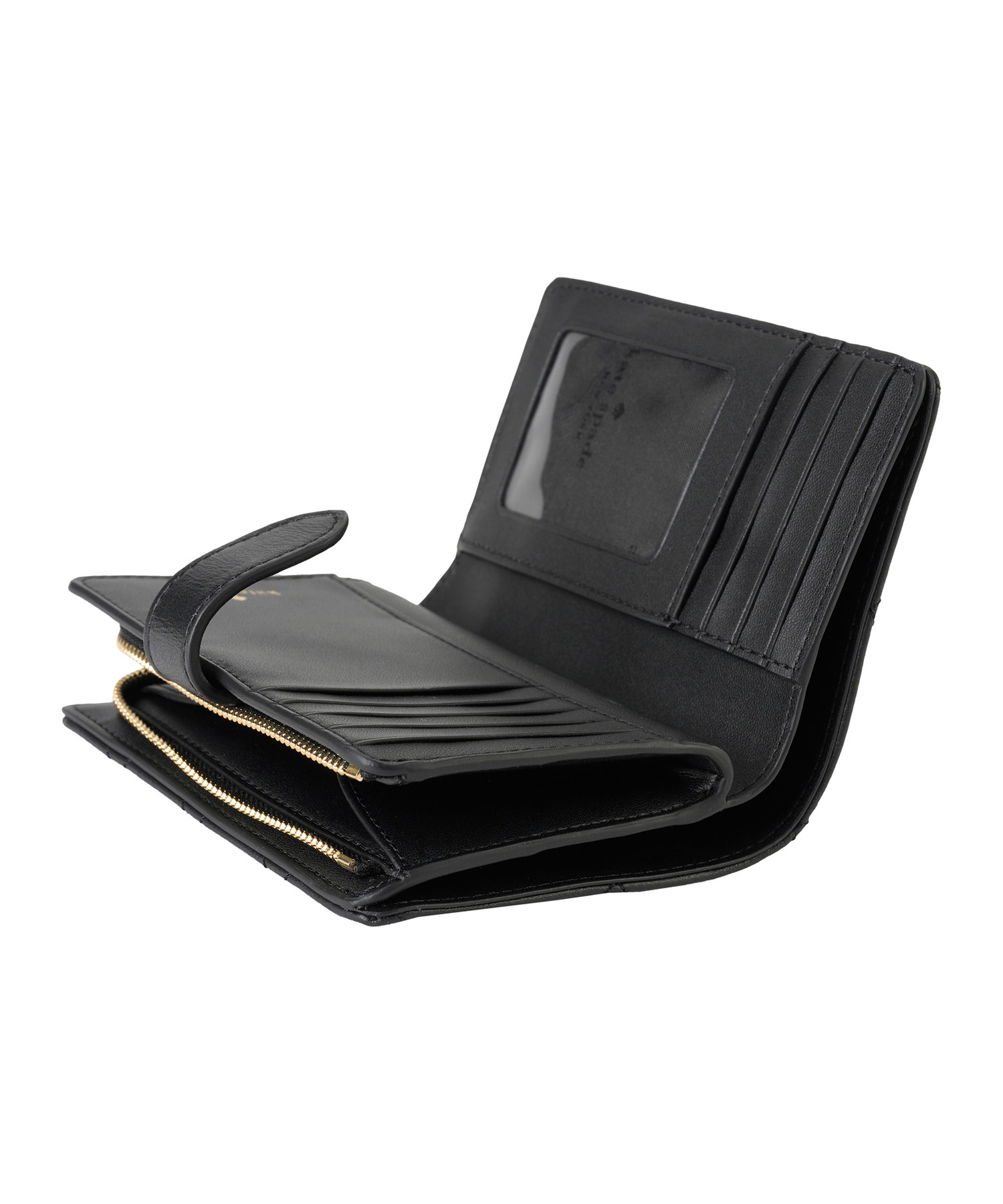 Kate Spade ケイトスペード　キルト加工　黒　ミディアム折財布　A-3 Kate Spade ケイトスペードキルト加工黒ミディアム折財布A-3