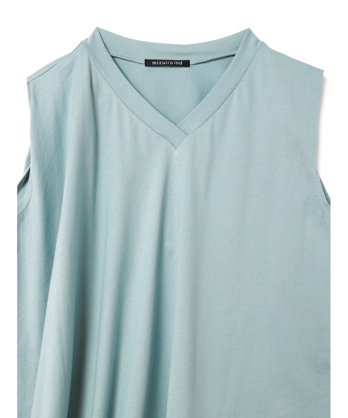 tシャツ mizuiro ind Vネックアシンメトリーノースリーブプルオーバー レディース mizuiroind tシャツ mizuiro ind Vネックアシンメトリー
