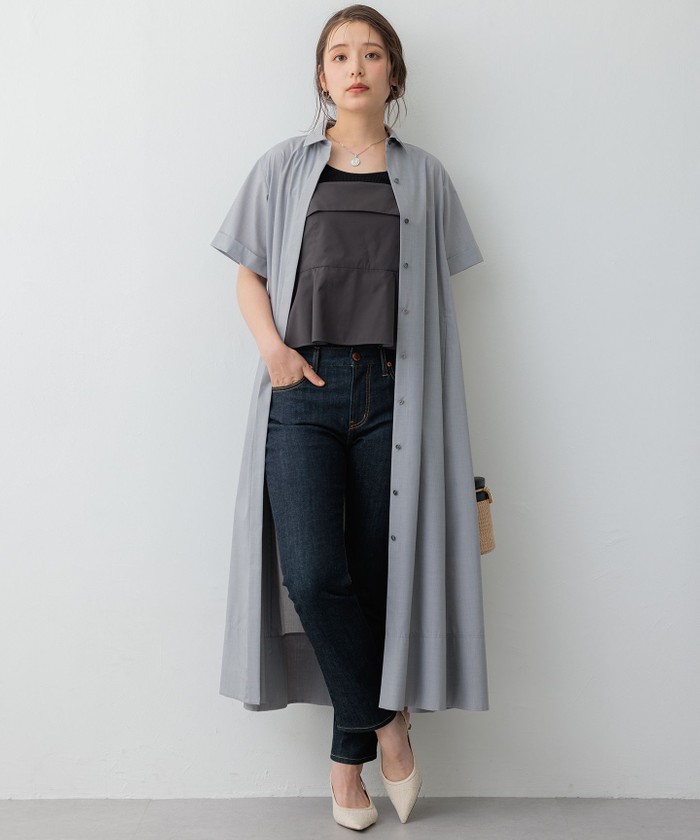 セール】【CLASSY.コラボ】ビスチェコンビ シャツワンピース