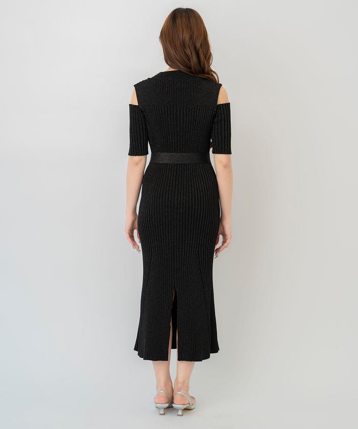 セール 60%OFF】オープンショルダーリブニットワンピース