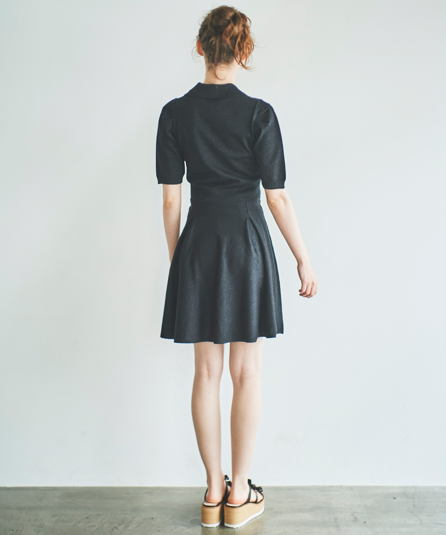 31 Sons de mode 折り返す 黒 ミニワンピース 36=S 31 Sons de mode 折り返す 黒 ミニワンピース 36=S