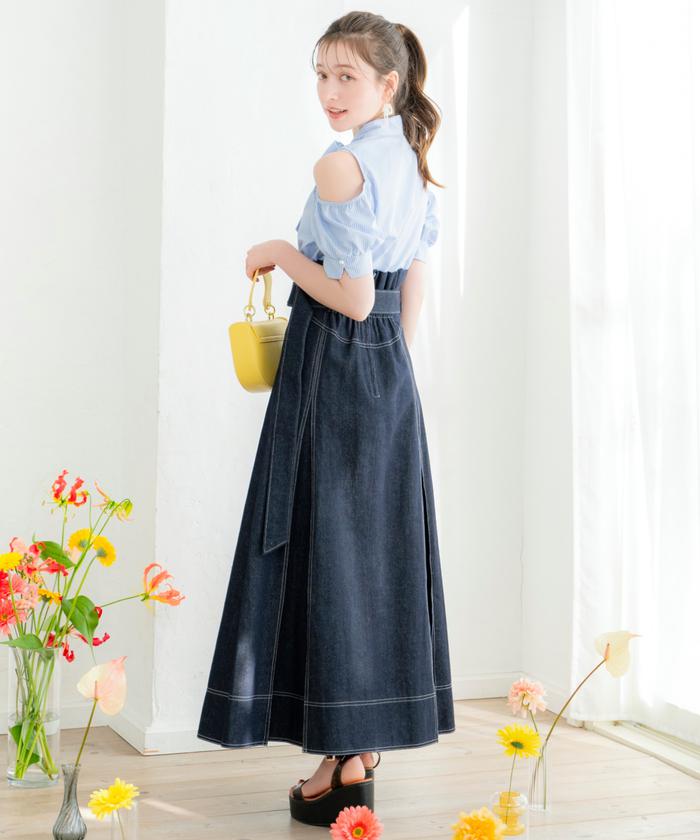 極美品☆ルルウィルビーロイヤルブルー タフタハイウエスト