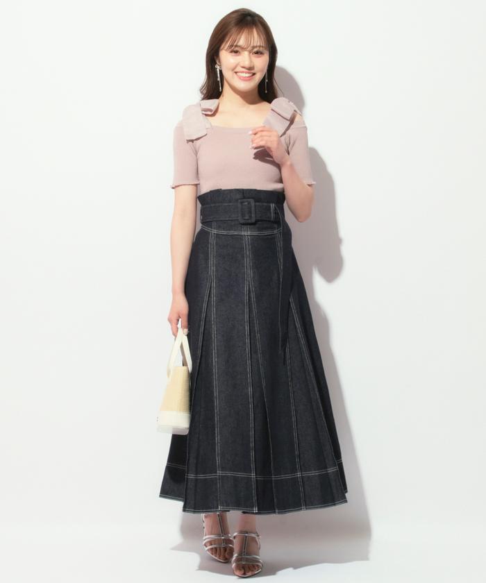 極美品☆ルルウィルビーロイヤルブルー タフタハイウエスト