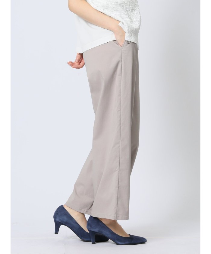 セール 45%OFF】ストレッチ ボタン付き ワイドパンツ レディース