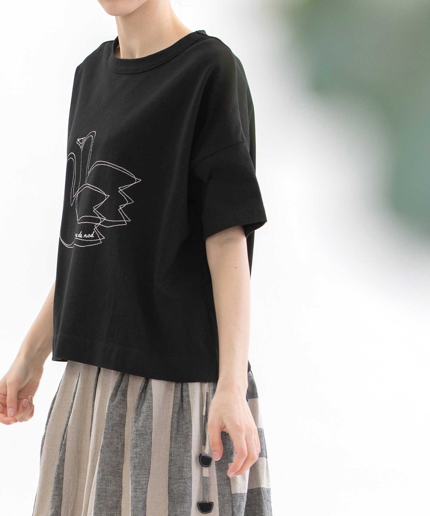 セール】ノップドゥノッド nop de nod USコットンスワン刺繍T