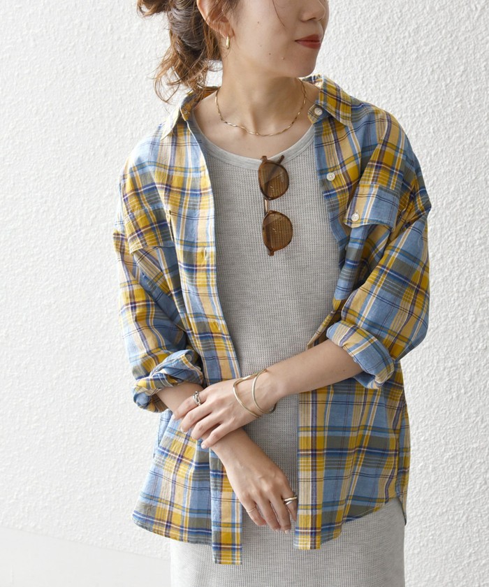SHIPS for women / シップスウィメン SHIPS any:〈洗濯機可能〉マドラス チェック オーバーサイズ シャツ SHIPS any:〈洗濯機可能〉マドラス チェック オーバーサイズ