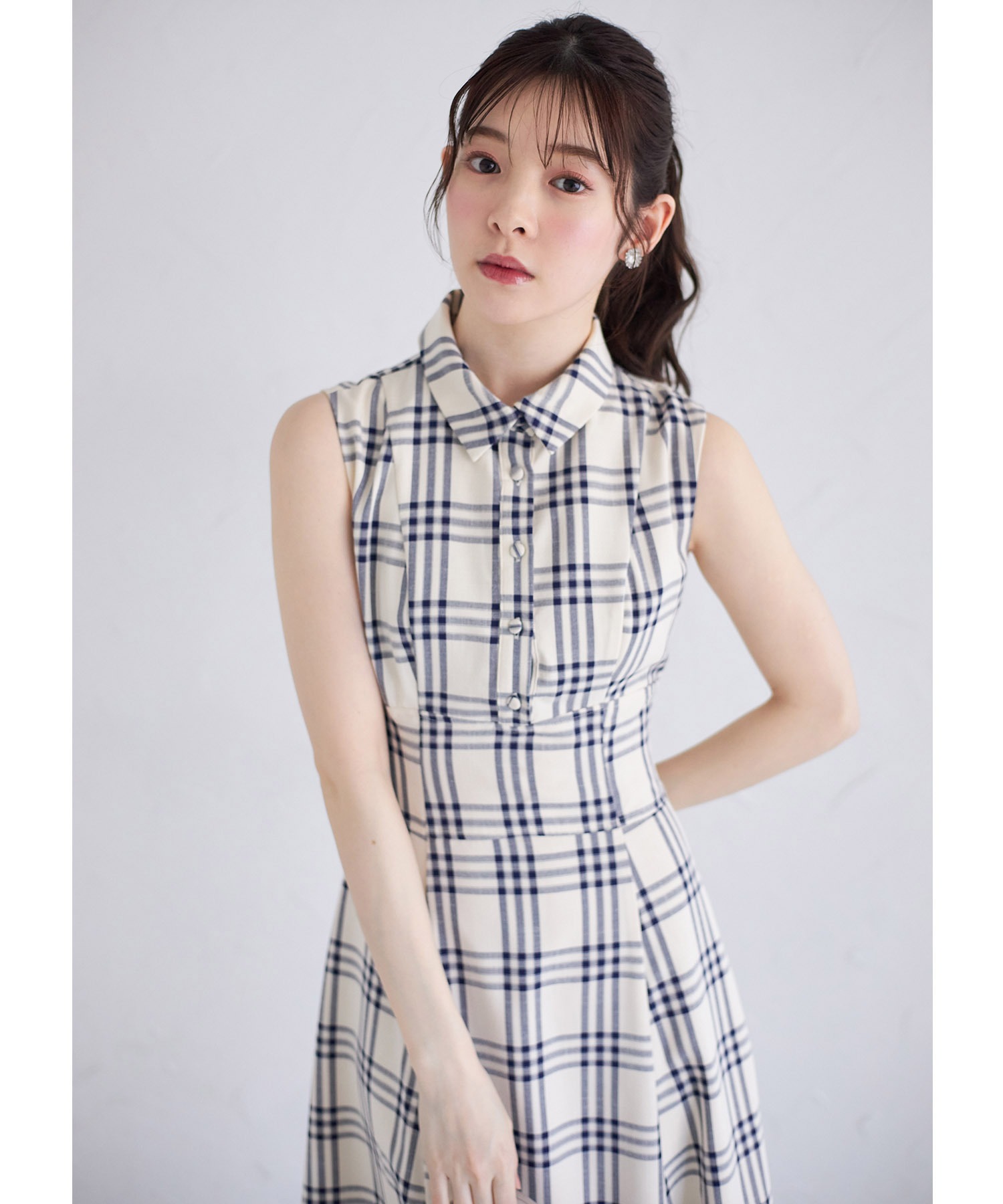 クーポン】バックレースアップチェックシャツワンピース