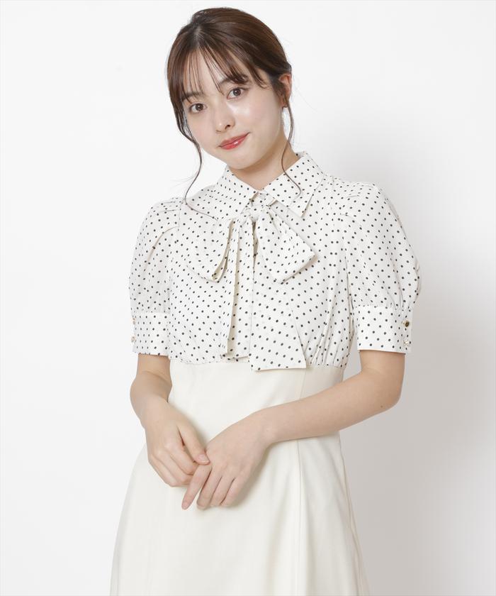 新品定価87,150円タグ付き ドイツデザイナー 高級シルクシフォンワンピース ドットシフォンドッキングワンピース(506118987) | SWINGLE