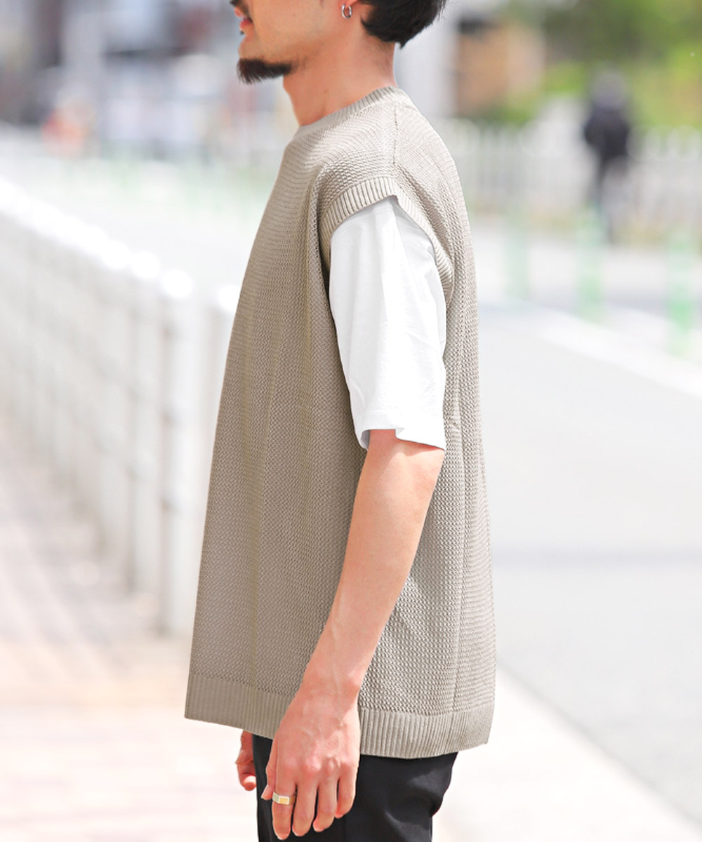 ラグスタイル LUXSTYLE サマーニットベスト×半袖Tシャツセット/T