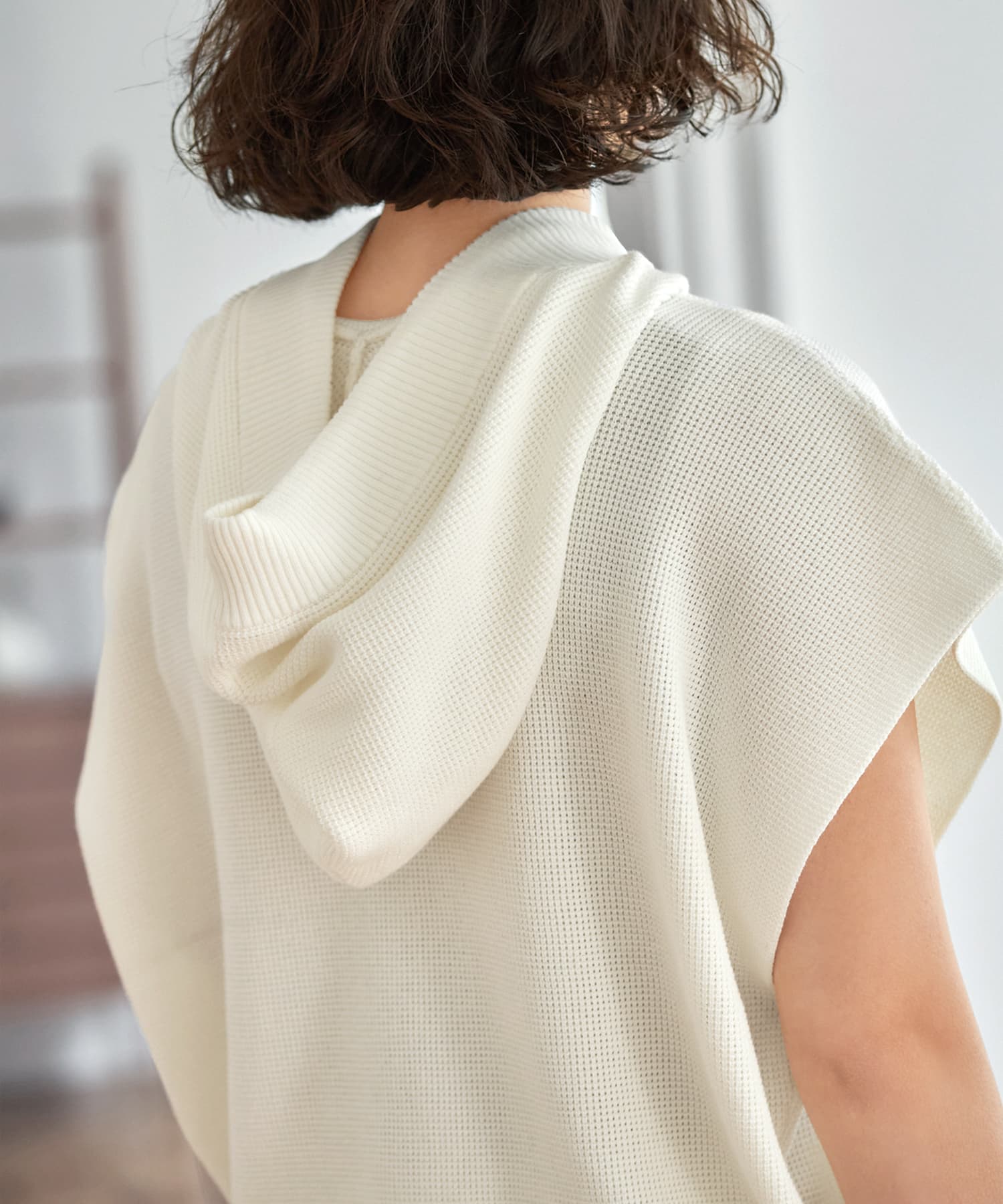 スタイルデリ STYLE DELI Softy Cotton／ワッフル編みサマーフーディー （ブラック） スタイルデリ STYLE DELI Softy Cotton／ワッフル編みサマー