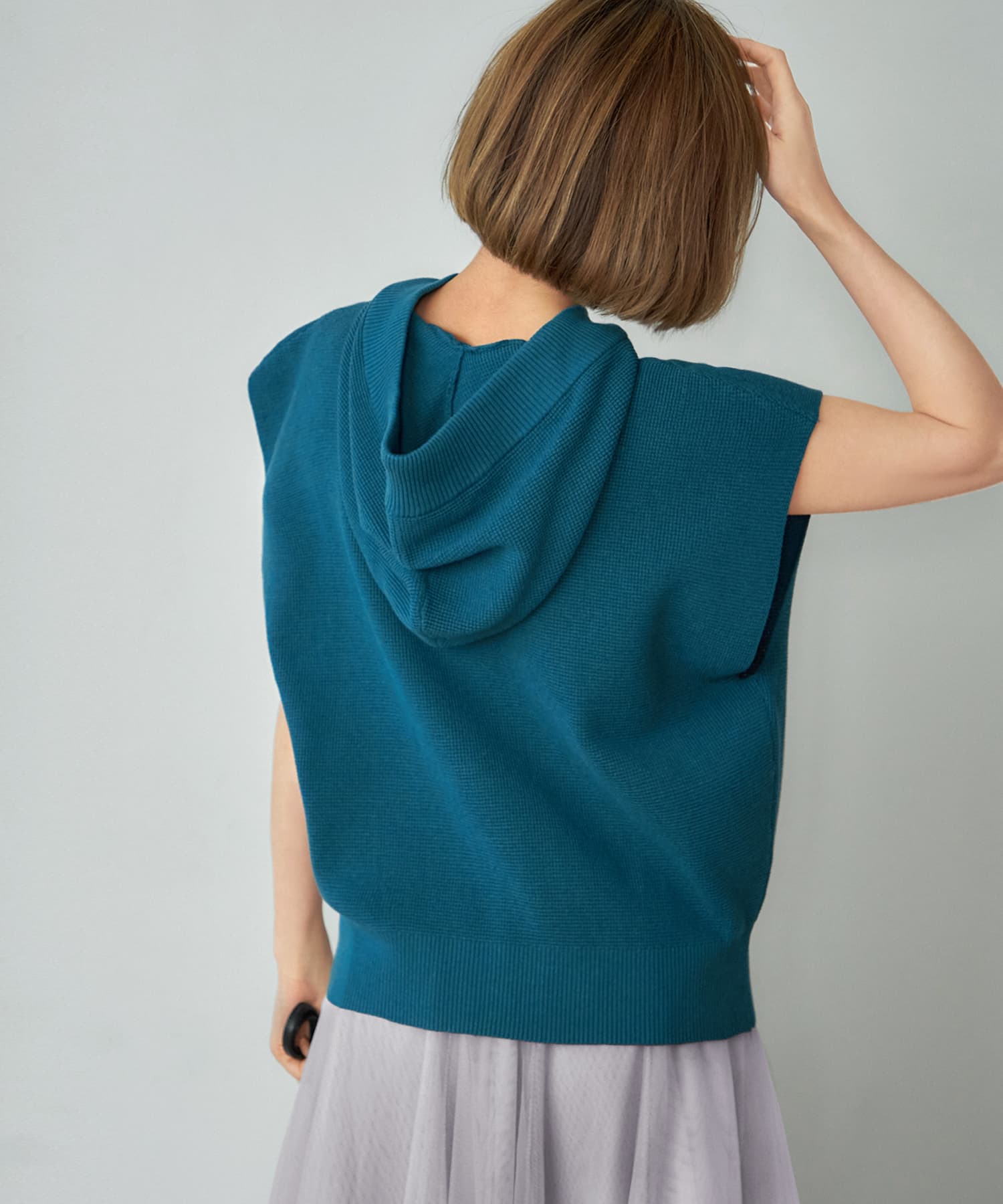スタイルデリ STYLE DELI Softy Cotton／ワッフル編みサマーフーディー （ブラック） スタイルデリ STYLE DELI Softy Cotton／ワッフル編みサマー