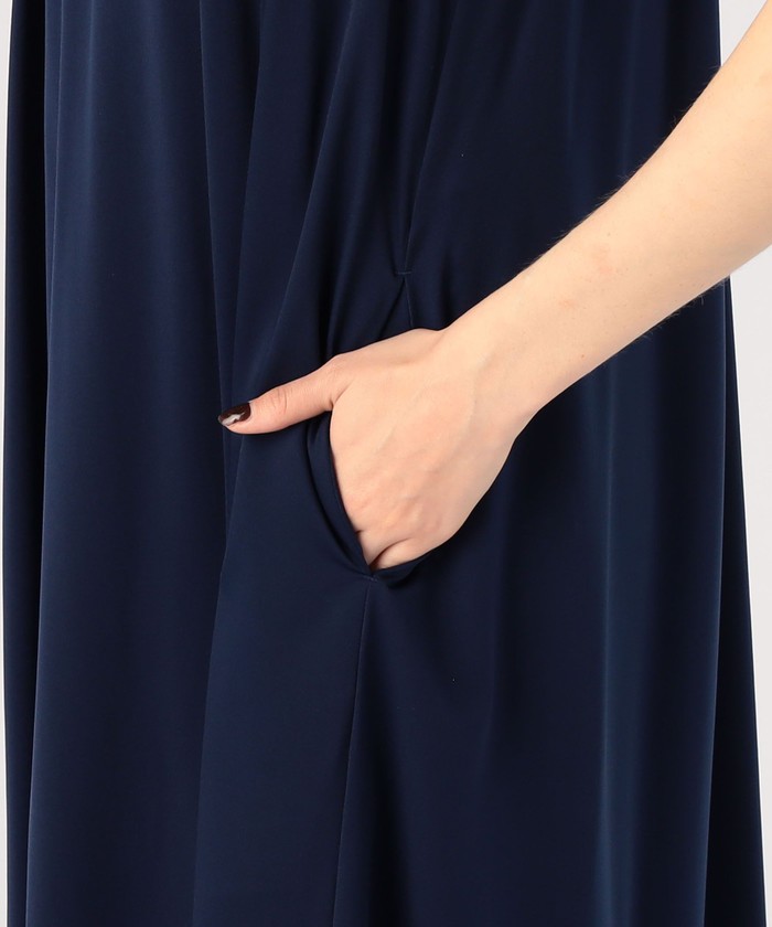最終値下げ　CABaN キュプラポリエステルジャージー ギャザーワンピース 美品 CABaN ワンピース キュプラポリエステルジャージー ギャザー