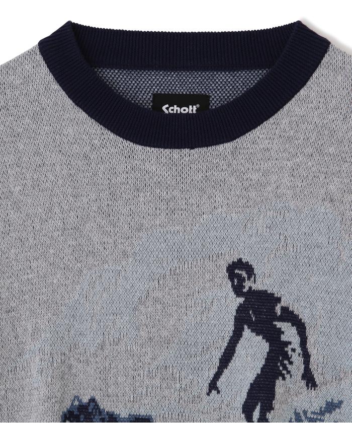 Schott 新品タグ付 サーフィンブル ニット セーター L グレー Schott 新品タグ付 サーフィンブル ニット セーター L グレー