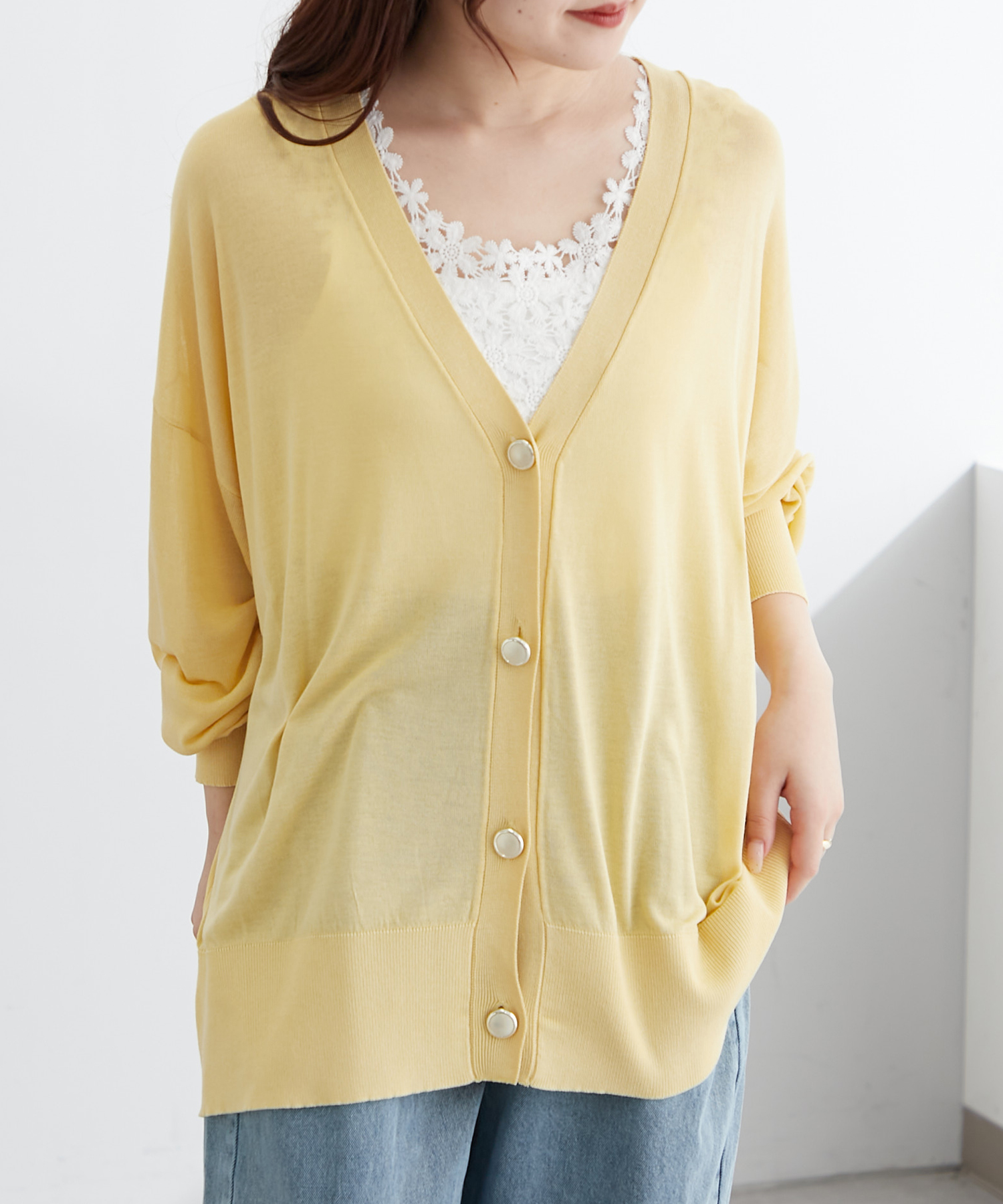 新品　さえら　グレージュロングスリーブ トップス　とろみ　レース 襟レースタンクトップ レースインナー(505994391) | ナイ