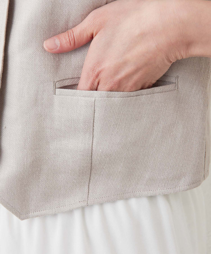 セール 70%OFF】【セットアップ対応】リネンショートジレ