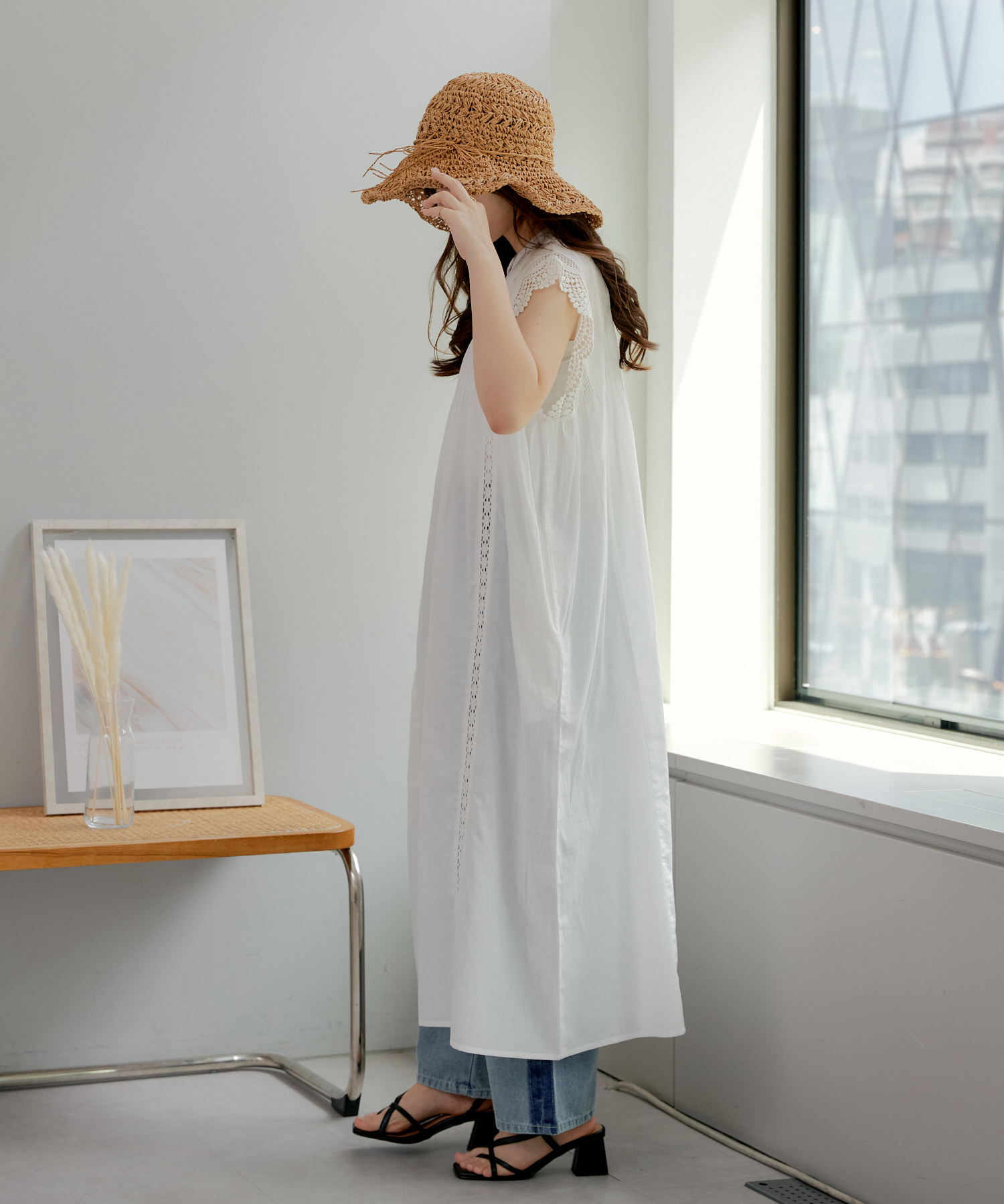 ★Hobbs London Easedale コットンブロダリー 上質ワンピ★ バックレースアップフロントボタンコットンレースワンピース
