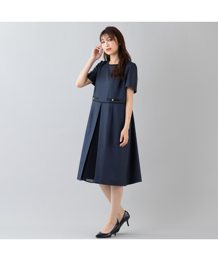 セール 50%OFF】プリーツ＆配色切替ワンピース(506125407