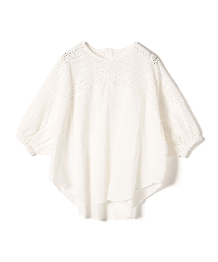 セール 30%OFF】*〈洗濯機可能〉袖 カットワーク レース コンビ