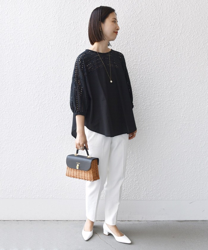 セール 30%OFF】*〈洗濯機可能〉袖 カットワーク レース コンビ
