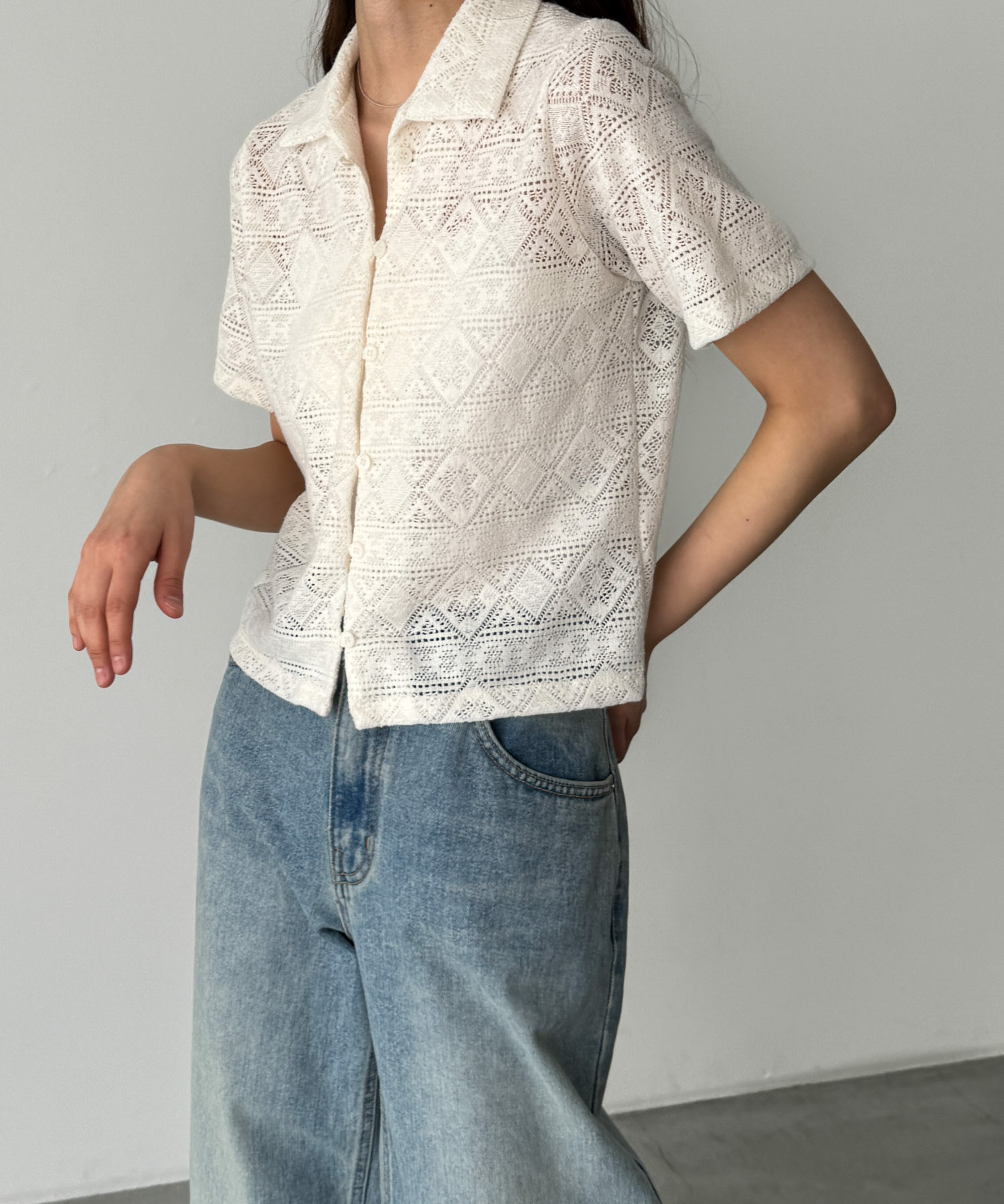 CANAL JEAN El mar　エンブロイダリーレースシャツ CANAL JEAN ブラウス シャツ El mar エンブロイダリーレース