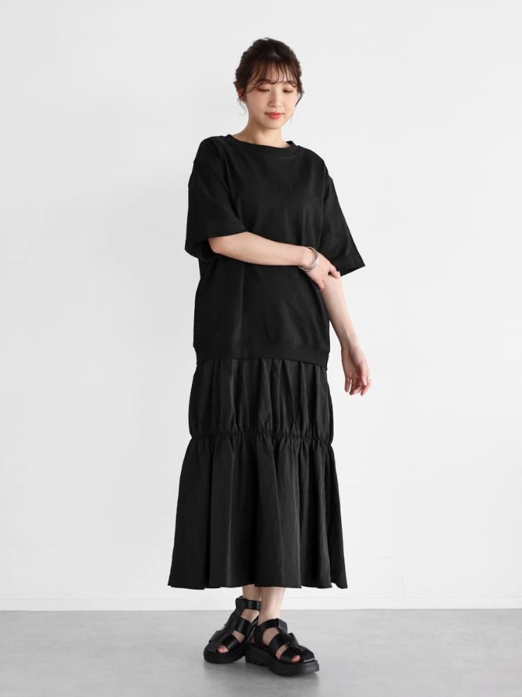 新品✨Vin ヴァン　ロングジレ　ヤマダヤ　異素材　ドッキング　トレンチ　黒 クーポン】【セール 40%OFF】ヴァン Vin ナイロンドッキング