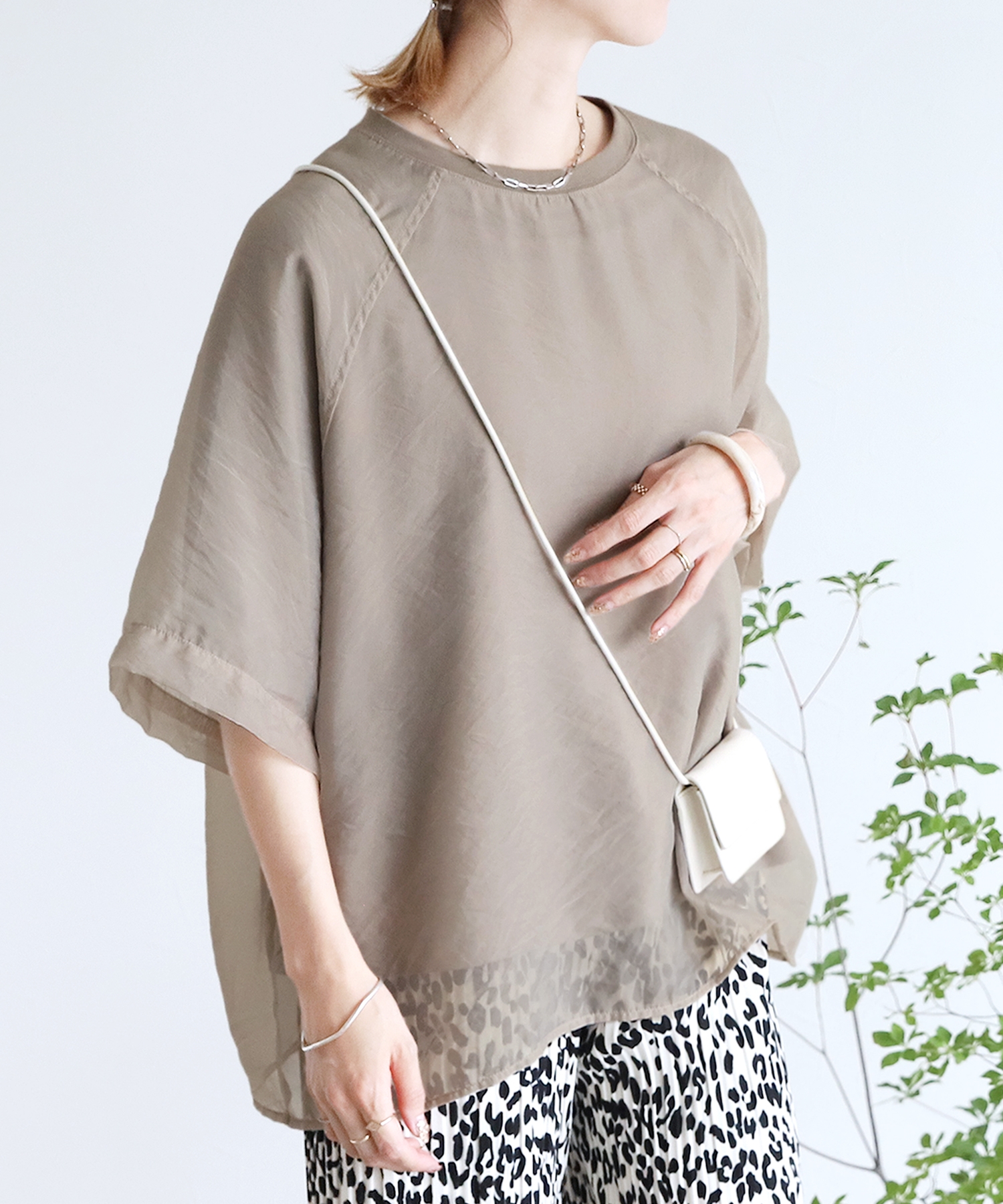 セール】レカ reca オーガンジー重ねラグラン半袖Tシャツ