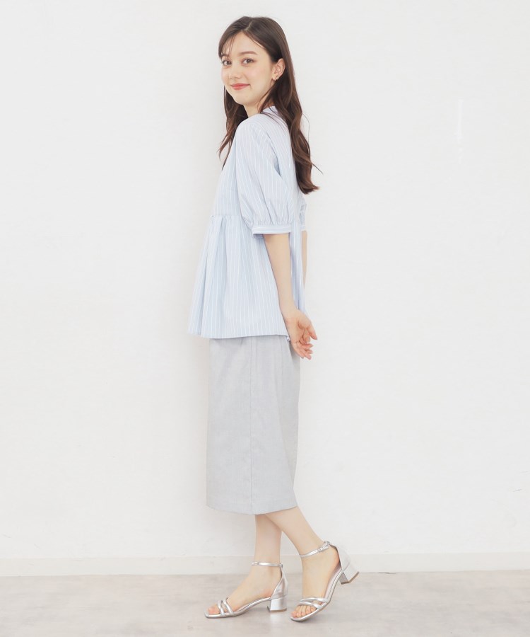 セール 50%OFF】ラメラインペプラムブラウス【防シワ／洗濯機