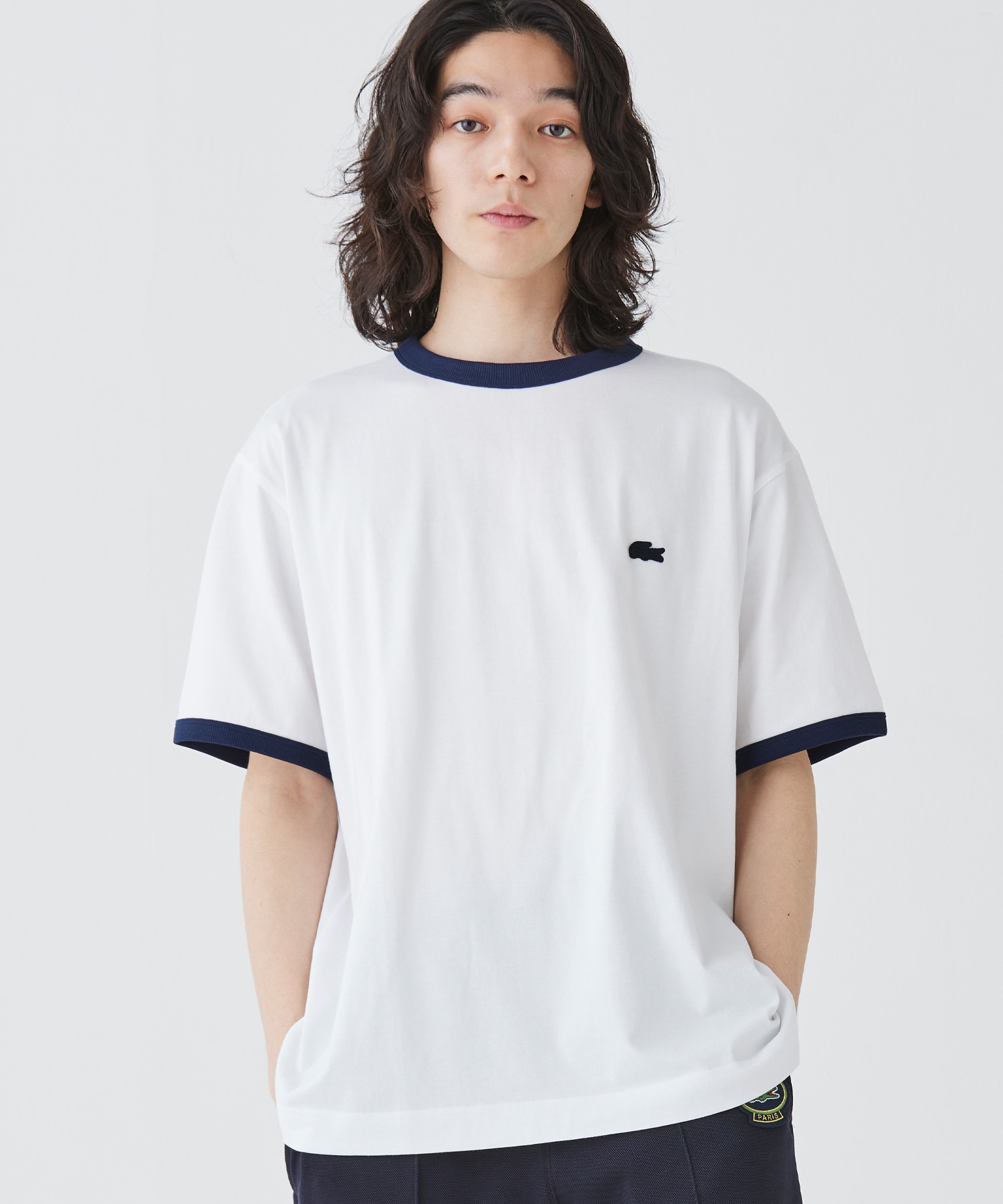 オンライン限定】LACOSTE ワンポイントロゴ リンガーTシャツ オンライン限定】LACOSTE ワンポイントロゴ リンガーTシャツ