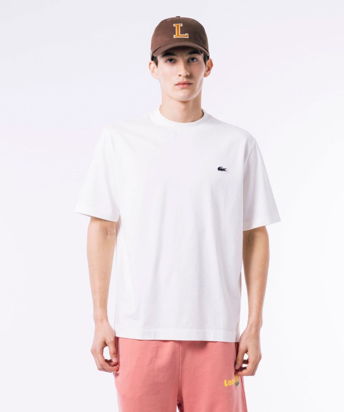 LACOSTE★半袖 ロゴ クルーネック バックプリント Tシャツ★白★ LACOSTE/ラコステ】バックプリント クルーネックTシャツ ワン