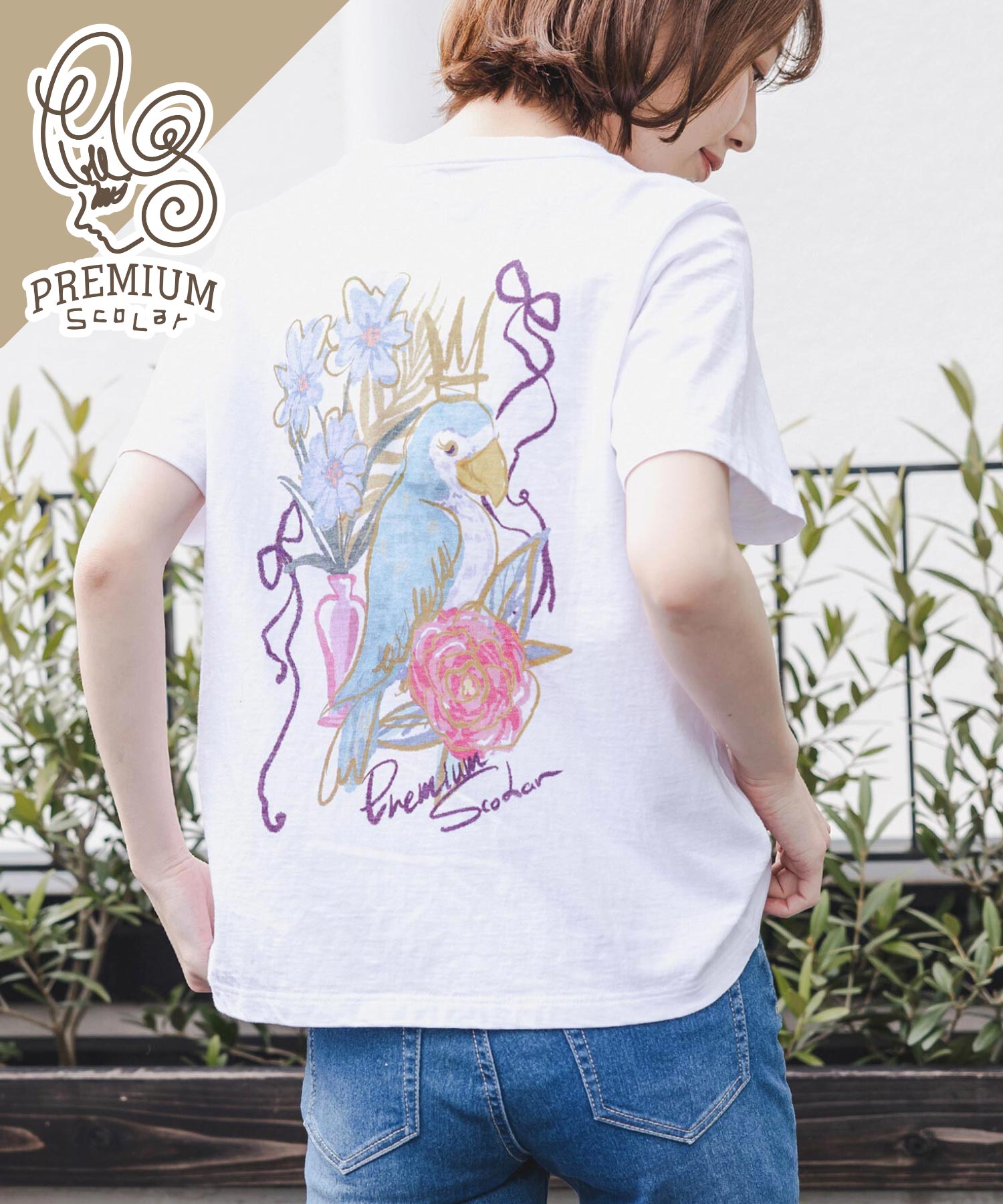 PREMIUM ScoLar プレミアムスカラー 南国の海 フラミンゴ プリント Tシャツ レディース トップス 半袖 カジュアル 742003 2408ss 楽天市場】PREMIUM ScoLar プレミアムスカラー 南国の海