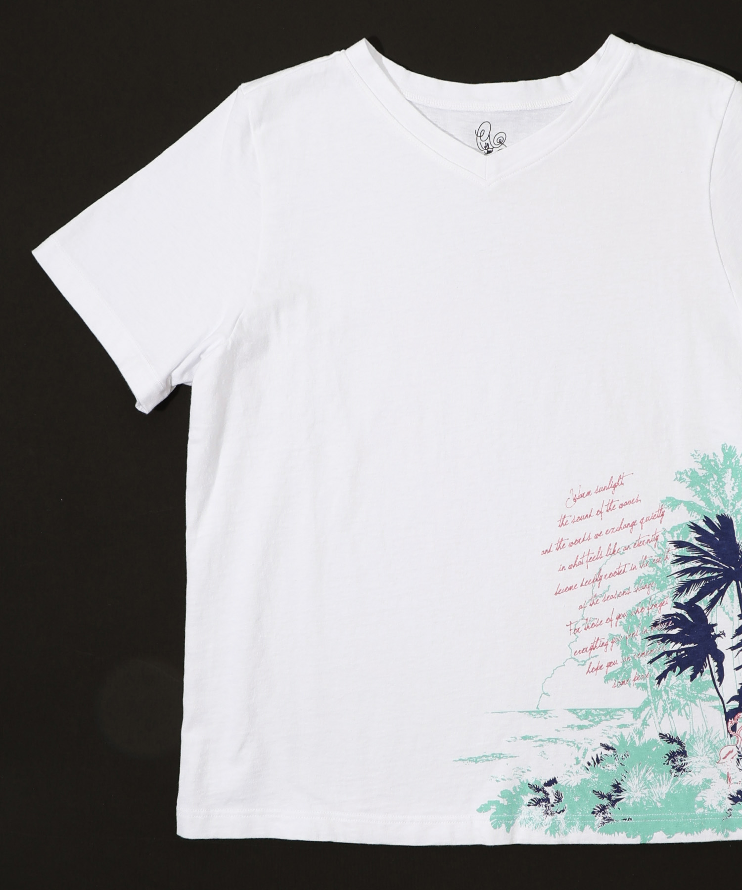 セール】スカラー ScoLar 南国の海とフラミンゴプリントTシャツ