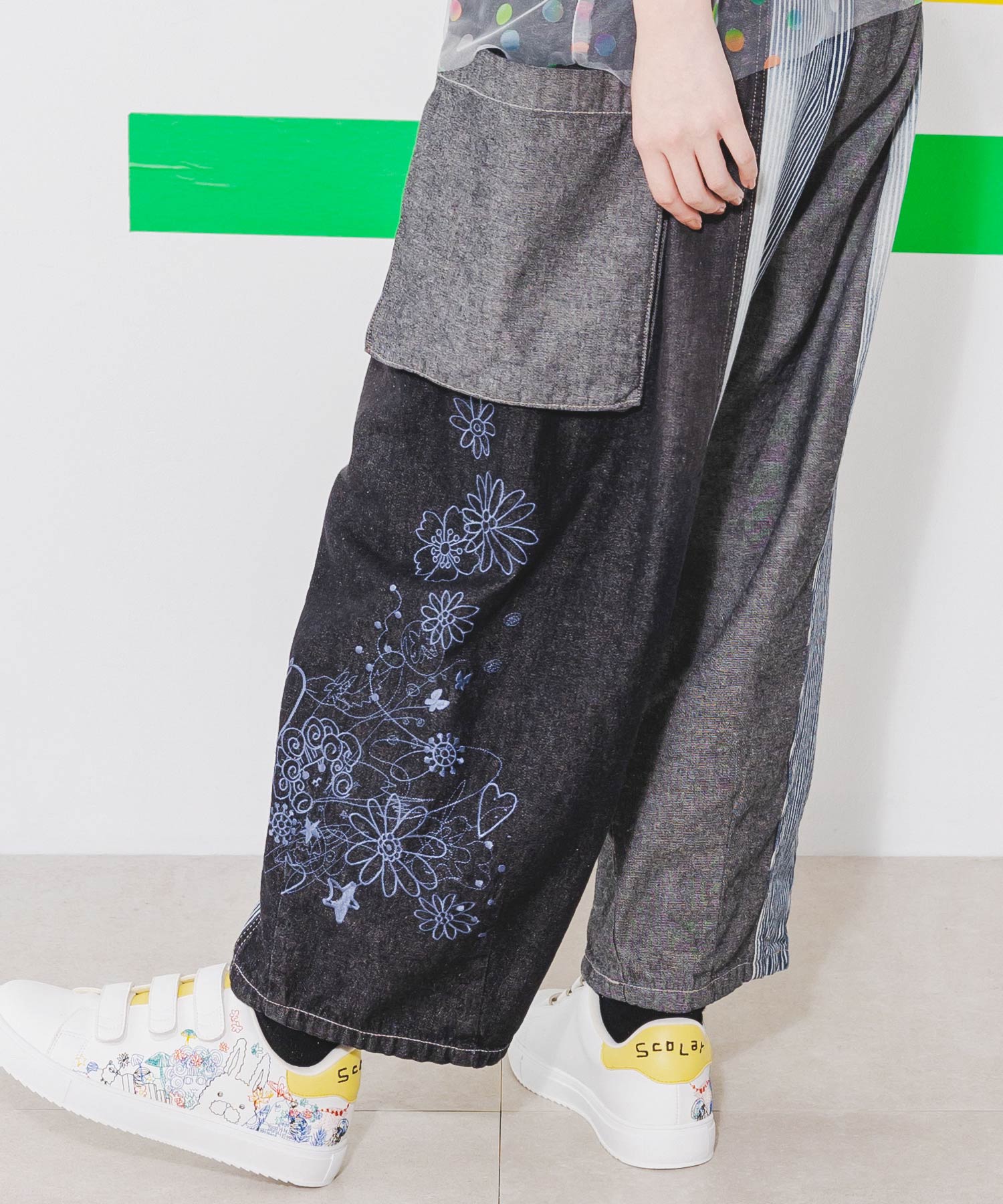 クーポン】【セール 20%OFF】スカラー ScoLar デニム×ストライプ