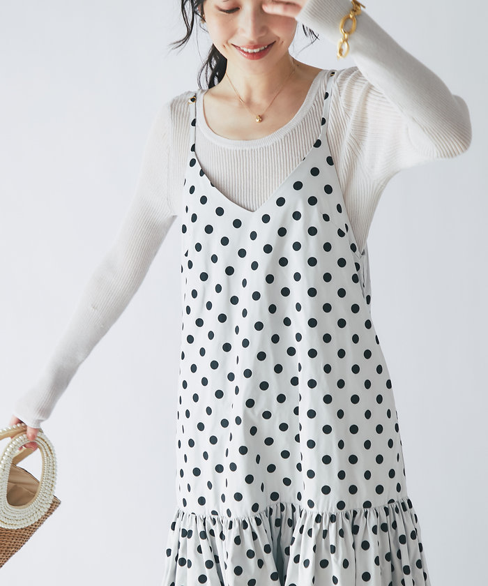 セール】【La boutique BonBon】ドットジャガードキャミ