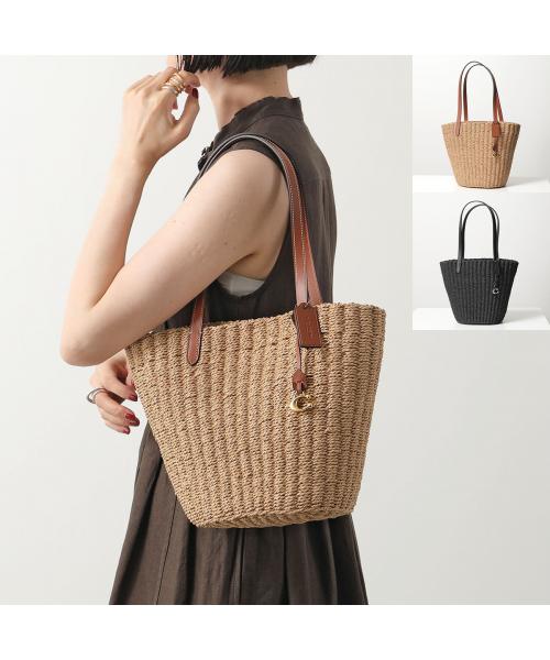 セール】COACH かごバッグ SM STRAW TOTE CQ785(506169553 セール】COACH かごバッグ SM STRAW TOTE CQ785(506169553