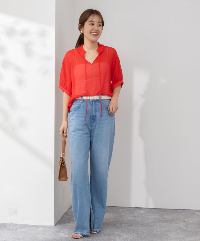 楊柳プリーツ　シルクブラウス NOLLEY'S（ノーリーズ）の「楊柳シルク衿プリーツブラウス