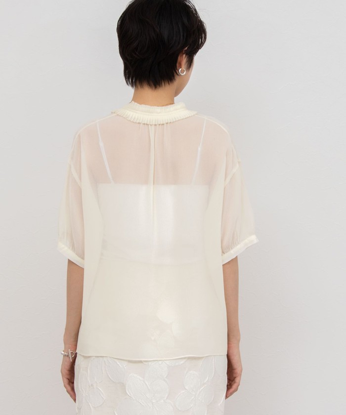 NOLLEY'S - 【新品】ノーリーズ シルク100% 楊柳 シアー ブラウス プリーツ襟 ホワイト ノーリーズ シルク100% 楊柳 シアー ブラウス プリーツ襟 ホワイト