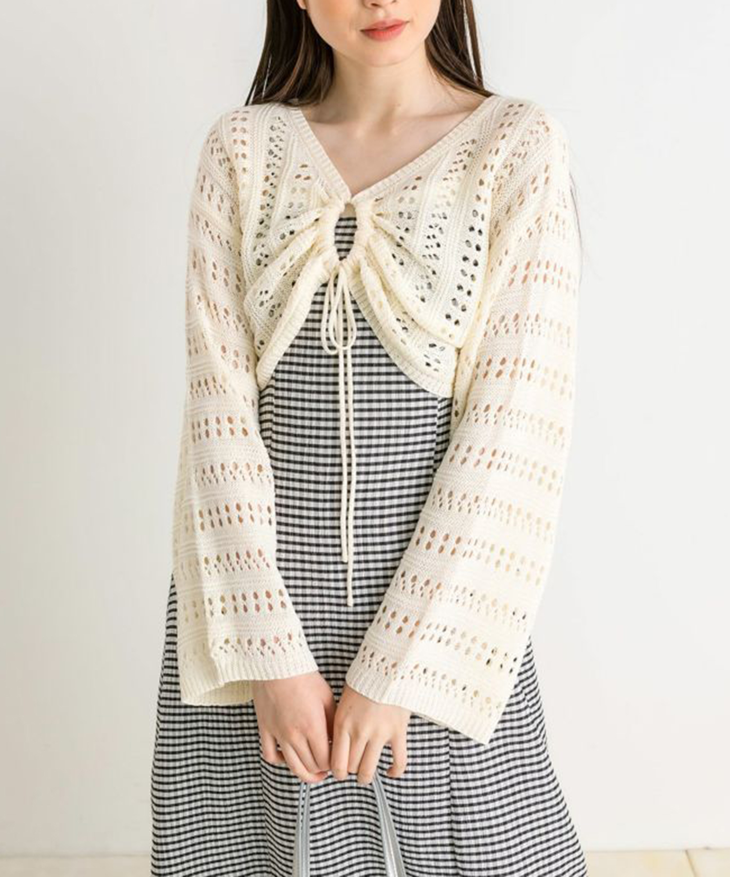 メッシュニット×キャミワンピース ロングワンピース ワンピース