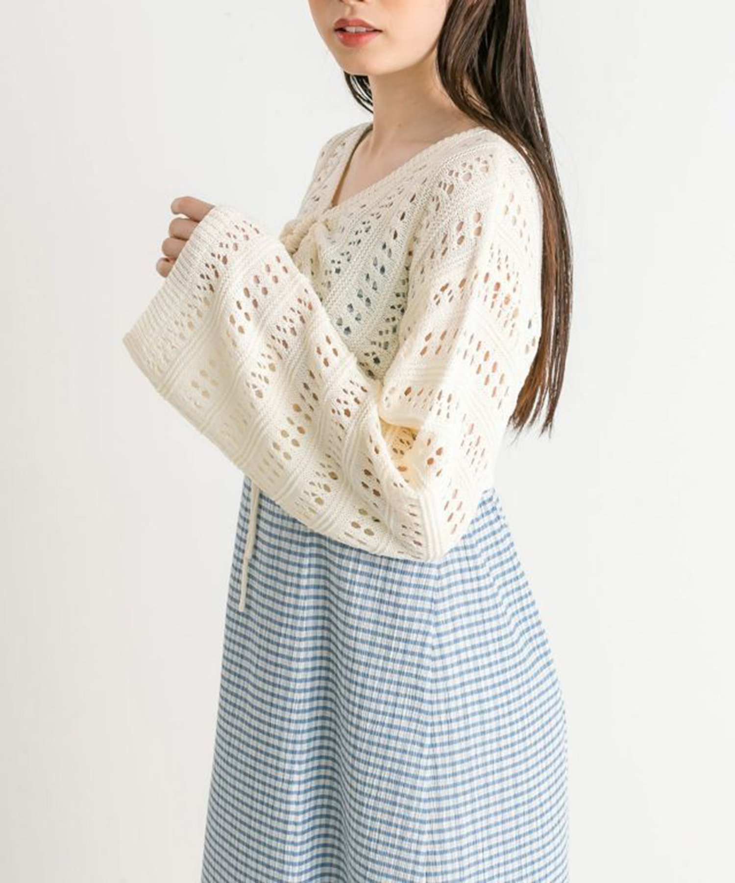 Diffusione Tessile「RIVOLI」コットン キャミワンピース メッシュニット×キャミワンピース ロングワンピース ワンピース