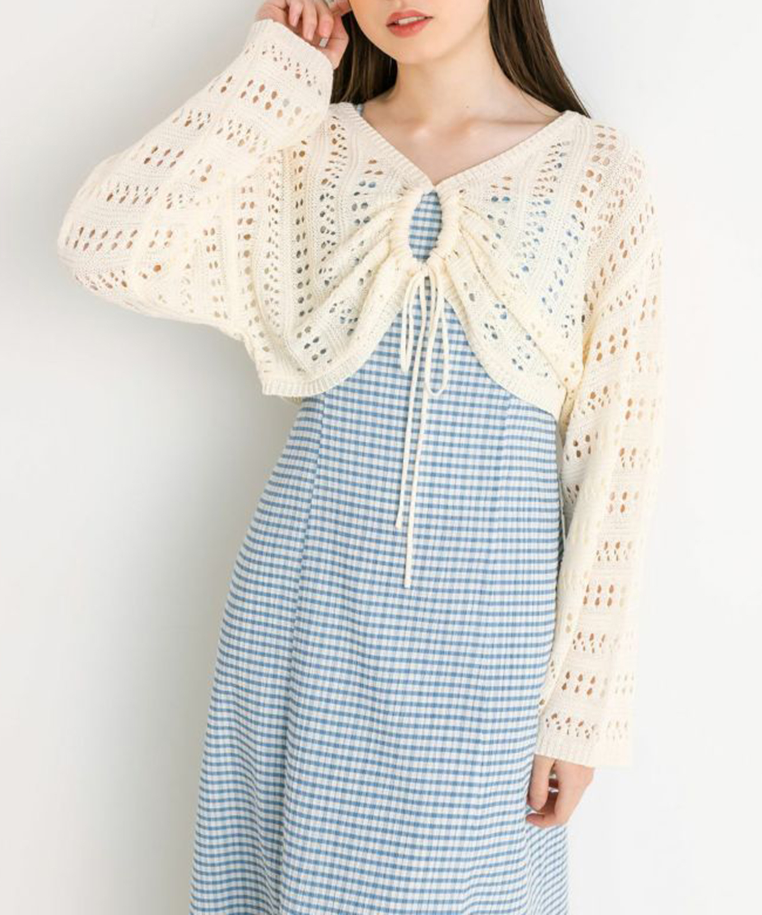 メッシュニット×キャミワンピース ロングワンピース ワンピース