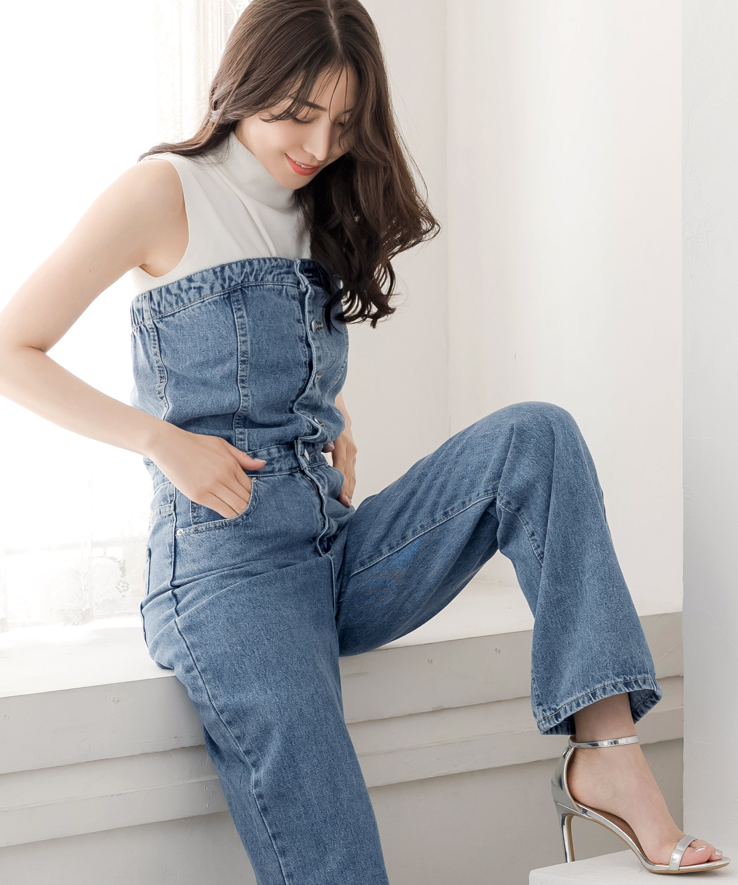 ジュリアブティック JULIA BOUTIQUE ベアトップデニムサロペット