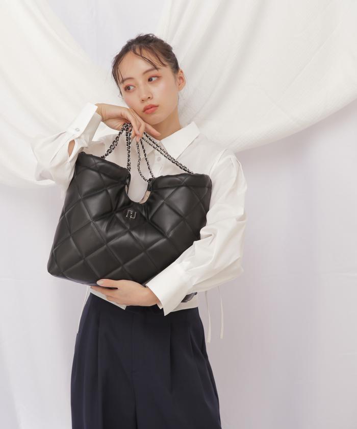 JILLSTUART デニム ドローストリング チェーン ショルダーバッグ