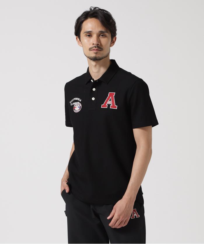 新品 アヴィレックス ゴルフ シーズナルデザインポロシャツ Mサイズ 紺 avxbb1-15w-top.jpg