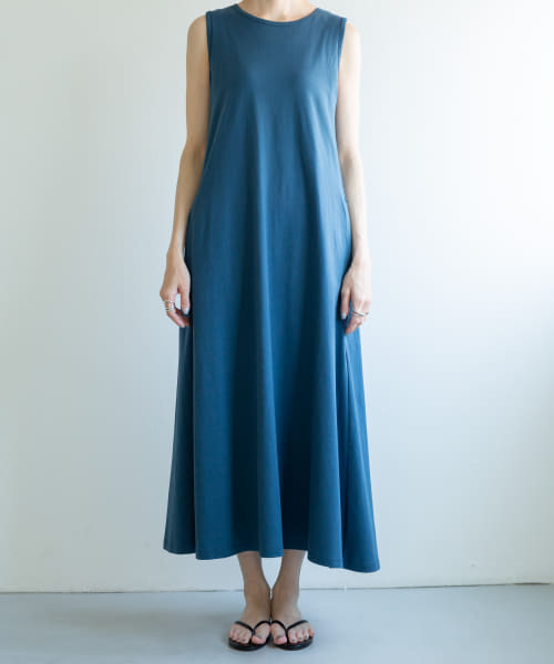 美品✨アトランティックアスコリ フレアワンピース ノースリーブ ドローストリング ドローストリングフリルゴムポケットロングギャザーフレア