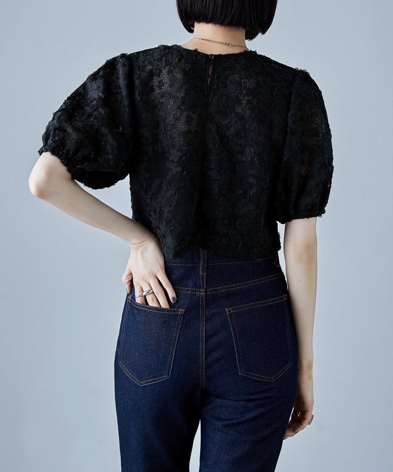 SK: ELLIE フラワーチュールトップス【BLACK】 SK: ELLIE フラワーチュールトップス【BLACK】 フラワーチュール