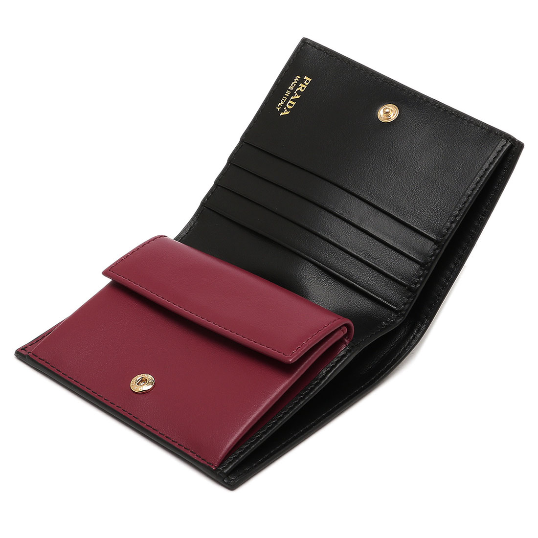 プラダ PRADA 二つ折り財布 トライアングルロゴ ブラック レッド プラダ PRADA 二つ折り財布 トライアングルロゴ ブラック レッド