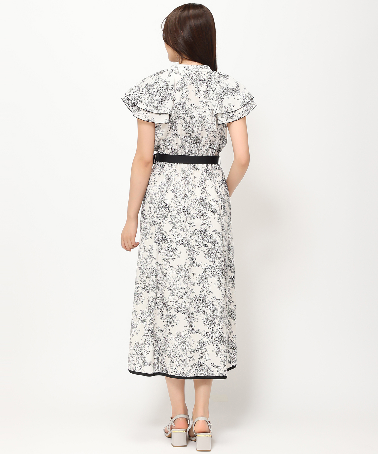 【Ganni】関税込★パープル メッシュ ミディワンピース ルーシュ GANNI ジョーゼット ミディワンピース フローラルプリント | THE