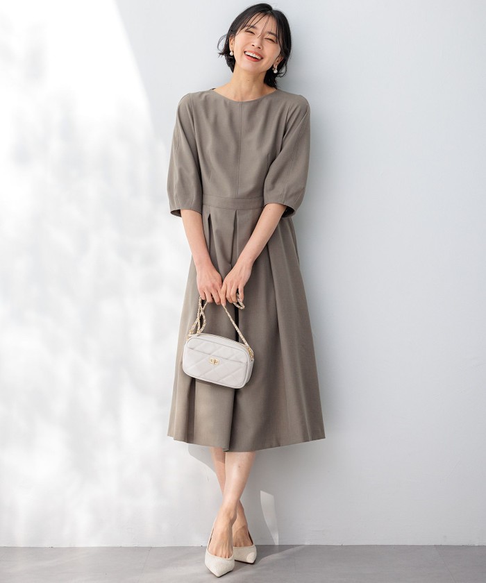 ✨新品極美44❣✨秋セレブ〜これから人気の６分袖❣✨サラッサラ〜ストレッチ✨ リネン混ストライプ柄パンツ - ZW COLLECTION - ストライプ
