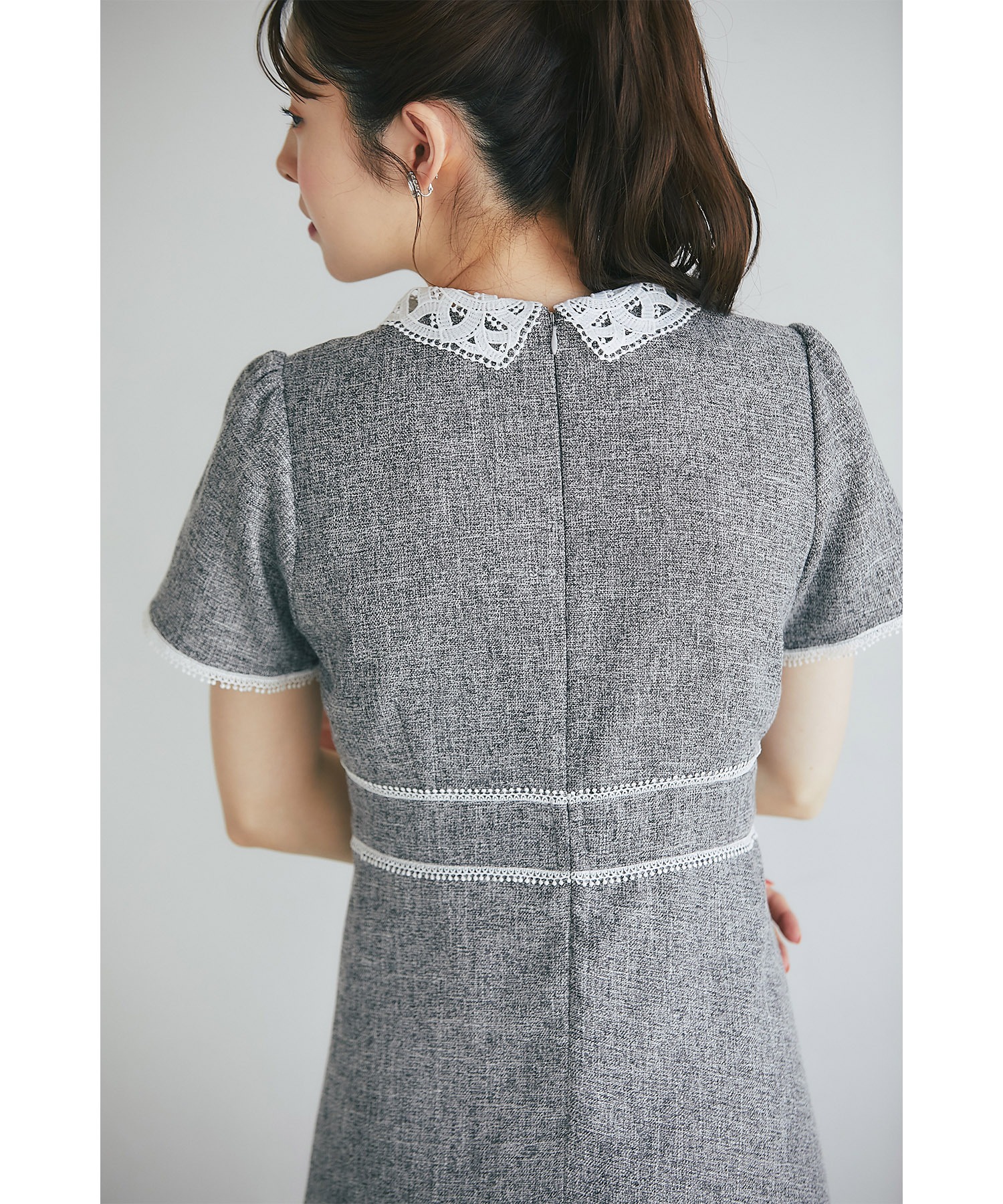 トッコクローゼット tocco closet 2WAYレース襟付き配色サマー