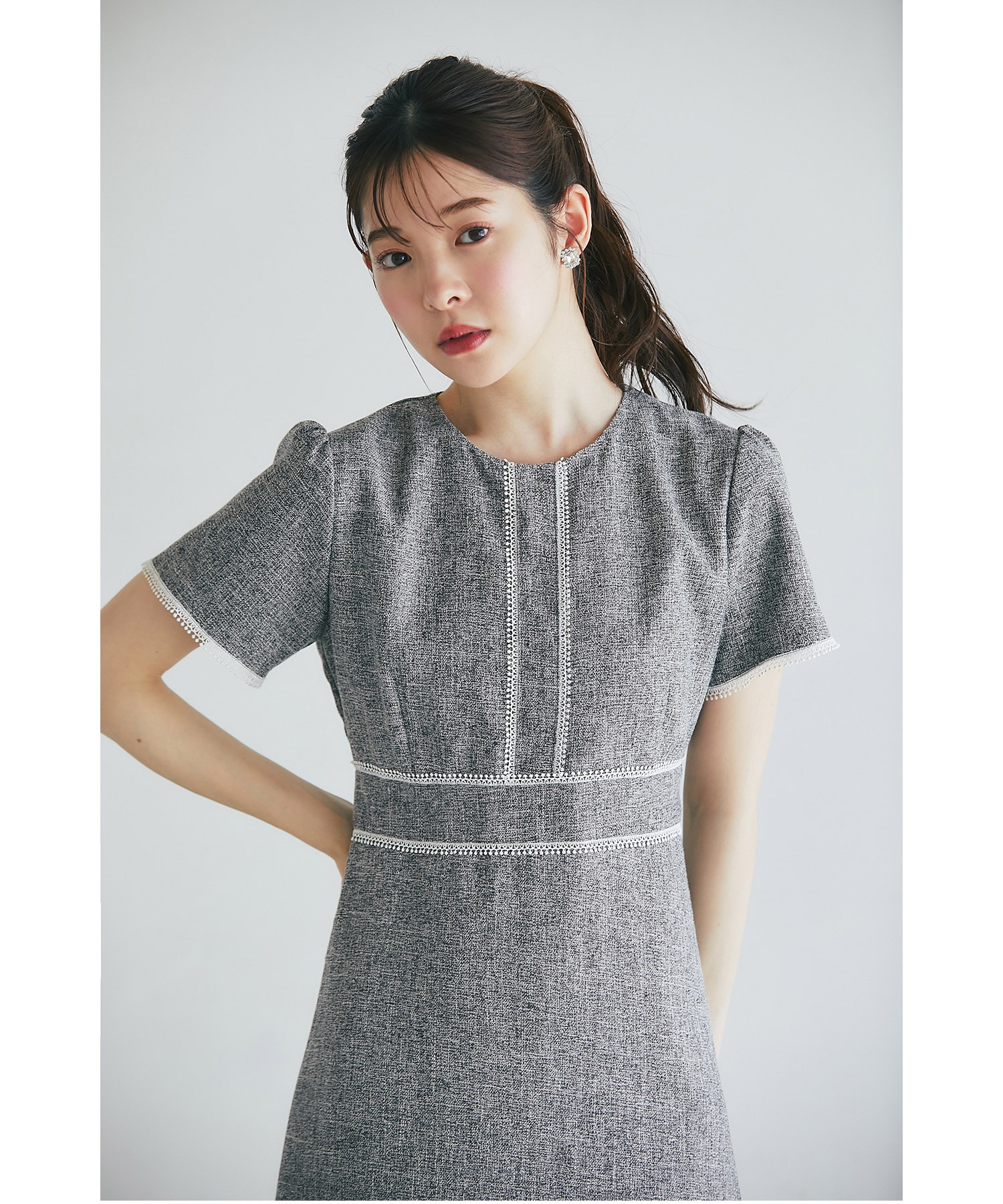 トッコクローゼット tocco closet 2WAYレース襟付き配色サマー